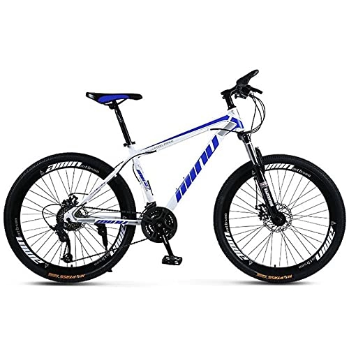 Mountain Bike : 26 Inch Mountain Bikes, 21 / 24 / 27 / 30 Speed Suspension Fork MTB, High-Tensile Carbon Steel Frame Mountain Bicycle With Dual Disc Brake For Men And Women(Size:21speed, Color:Blue)