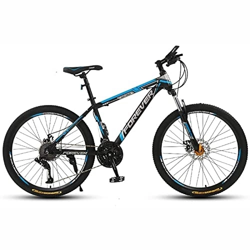 Mountain Bike : 26 Inch Mountain Bikes, 21 / 24 / 27 / 30Speed High-Carbon Steel Mountain Bike, Mountain Bicycle Suspension Adjustable Seat Outroad Bicycles, Blue, 21 Speed
