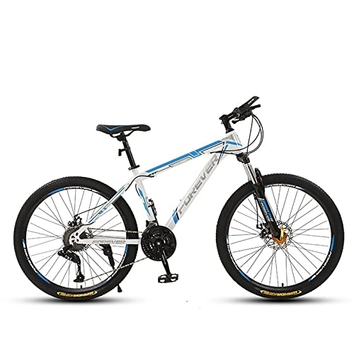 Mountain Bike : 26 Inch Mountain Bikes, 21 / 24 / 27 / 30Speed High-Carbon Steel Mountain Bike, Mountain Bicycle Suspension Adjustable Seat Outroad Bicycles, White, 24 Speed