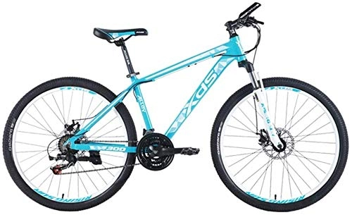Mountain Bike : 26 Inch Mountain Bikes, Aluminum 21 Speed Mountain Bike with Dual Disc Brake, Adult Alpine Bicycle, Anti-Slip Bikes, Hardtail Mountain Bike (Color : Blue, Size : 15.5 Inches)