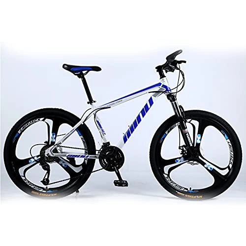 Mountain Bike : 26 Inch Moutain Bike 21 / 24 / 27 / 30 Speeds Mountain Trail Bike High-strength Magnesium-aluminum Alloy MTB Double Disc-Brake Outdoor Sports Exercise Fitness City Bicycle White Blue-30sp