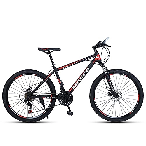 Mountain Bike : 26 Inch Off-Road Mountain Bikes, High Carbon Steel Frame Bicycle MTB, Shock Absorber Front Fork 21 / 24 / 27 Speed Dual Disc Brake, Suitable for Men, Women And Teenagers, B, 21 Speeds