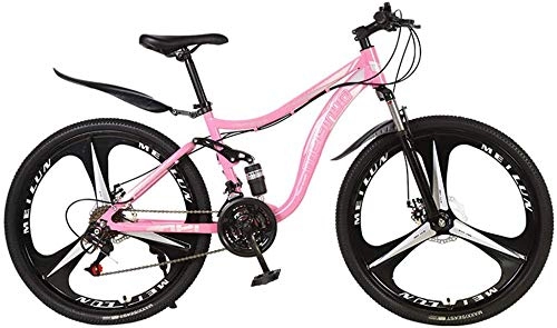 Mountain Bike : 26 Inch Outroad Mountain Bike, Dual Shock-Absorbing 21 Speed Mountain Bicycle Cool Bike For Men Women, Pink