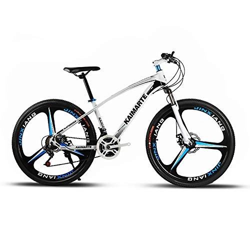 Mountain Bike : 26 inch ultralight bicycle-mechanical brake-suitable for adult students cross-country work mountain bike-White blue_24 speed