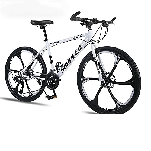Mountain Bike : 26 inch ultralight bicycle-mechanical brake-suitable for adult students off-road to work mountain bike white-24 speed