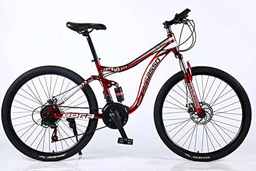 Mountain Bike : 26 Inch Variable Speed Mountain Bike Bicycle High-carbon Steel Double Disc Brake Student Adult Bicycle-alloy_red_26_inch
