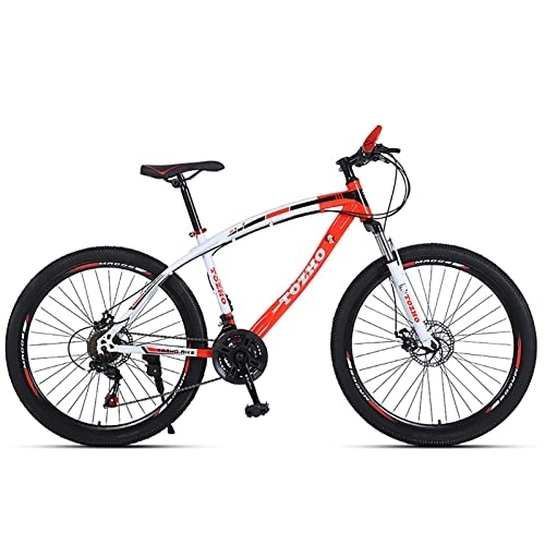 Mountain Bike : 26 Inch Wheel Mountain Bike, 21-30 Speed Mens Mountain Bike, Dual Disc Brake MTB Bike for Women, Red, 24 Speed