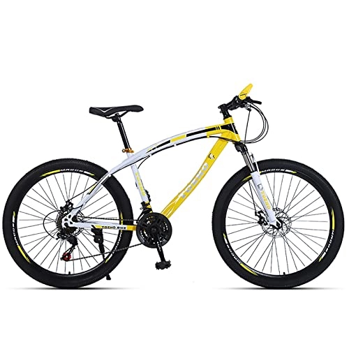 Mountain Bike : 26 Inch Wheel Mountain Bike, 21-30 Speed Mens Mountain Bike, Dual Disc Brake MTB Bike for Women, Yellow, 21 Speed