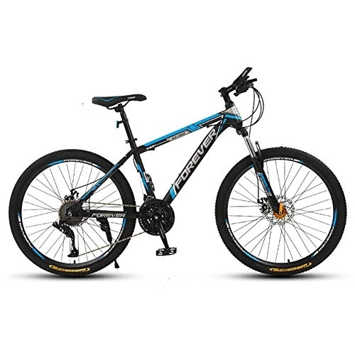 Mountain Bike : 26-Inch Wheels Mountain Bike, 21-Speed Outroad Bicycles, Suspension MTB, Mechanical Disc Brakes, Comfortable And Professional fengong (Color : Black blue)