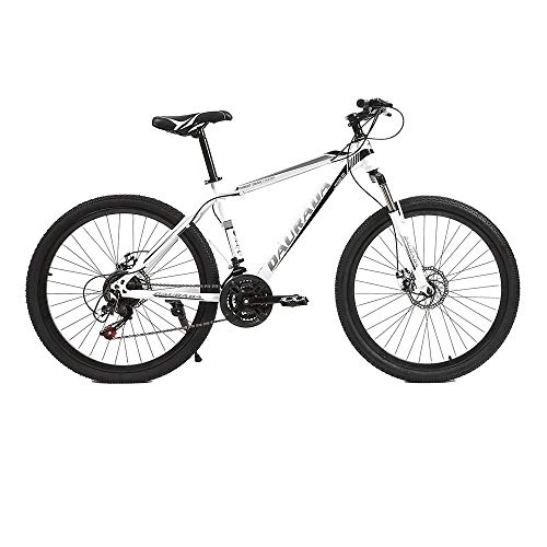 Mountain Bike : 26 inches 21-speed mountain bike aluminum, dual disc brakes, suitable for adult students outdoors off-road bike White