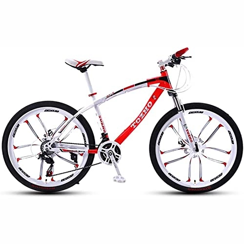 Mountain Bike : 26 Inches Bicycle Mountain Bike Adult, Fork Suspension Boys and Girls Bicycle Variable Speed Shock Absorption High Carbon Steel Frame, Red, 21 Speed