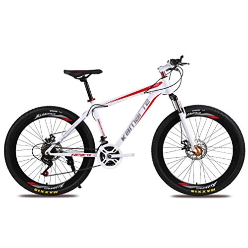 Mountain Bike : 26 Inches Mountain Bike 21 Speed Wheels Dual Suspension Bicycle Disc Brakes Carbon Steel Frame, Red