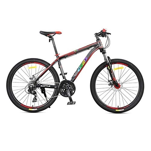 Mountain Bike : 26”Mountain Bike, Aluminium Frame Hardtail Bicycles, Dual Disc Brake and Locking Front Suspension, 27 Speed (Color : Black)