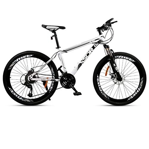 Mountain Bike : 26”Mountain Bike, Carbon Steel Frame Mountain Bicycles, Double Disc Brake and Front Fork, 21 / 24 / 27-speed (Color : Black, Size : 21-speed)
