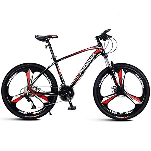 Mountain Bike : 26" Mountain Bikes, Lightweight Aluminium Alloy Frame Bicycles, Dual Disc Brake and Locking Front Suspension, 27 Speed (Color : Black+Red)