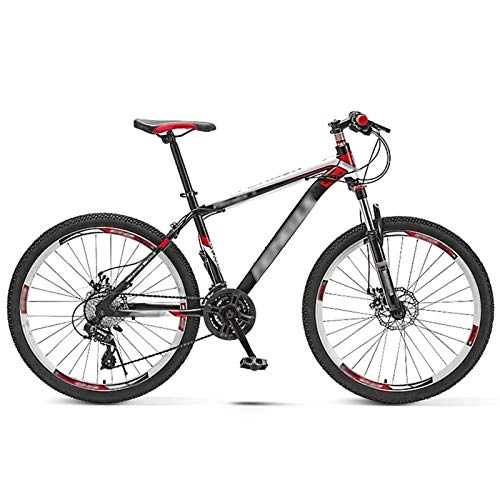 Mountain Bike : 26" Wheel Mens Adults Mountain Bike, 21 Speed 19" Frame, Adjustable MTB Off-road Shock-absorbing Bicycle (Color : Red, Size : 26inches)