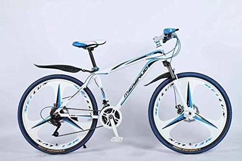 Mountain Bike : 26In 21-Speed Mountain Bike for Adult Lightweight Aluminum Alloy Full Frame Wheel Front Suspension Mens Bicycle Disc Brake-Blue_B