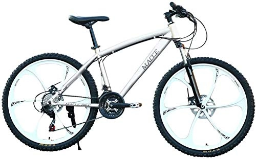 Mountain Bike : 26IN Adult Mountain Bike, Carbon Steel Mountain Bike, 21 Speed Bicycle Full Suspension MTB Disc Brake, White