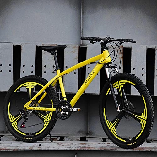 Mountain Bike : 26in Mountain Bike for Adults, Unisex Hardtail Mountain Bike, Full Suspension MTB Bikes Double Disc Brake Bicycles for Adult Teens, Yellow