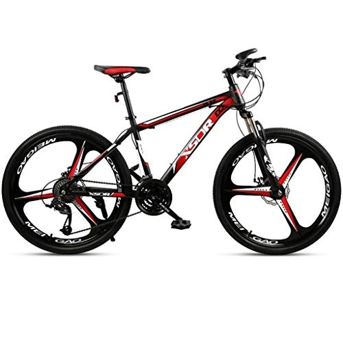 Mountain Bike : 26inch Mountain Bike, Carbon Steel Frame Hard-tail Bicycles, Dual Disc Brake and Front Suspension, 21-speed, 24-speed, 27-speed (Color : Red, Size : 21-speed)