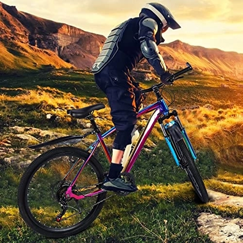 Mountain Bike : 27.5 Inch Mountain Bike With 21 Speed Dual Disc Brakes Full Suspension Non-slip 24 Boys Bike with Training Wheels (Multicolor, One Size)