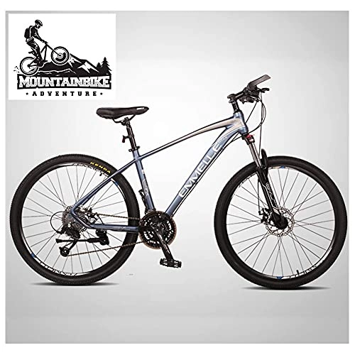 Mountain Bike : 27.5 Inch Mountain Bikes for Men / Women, Adults Boys / Girls Off-Road Hardtail Mountain Trail Bicycle with Front Suspension & Mechanical Disc Brakes, Adjustable Seat, Matt Blue, 27 Speed