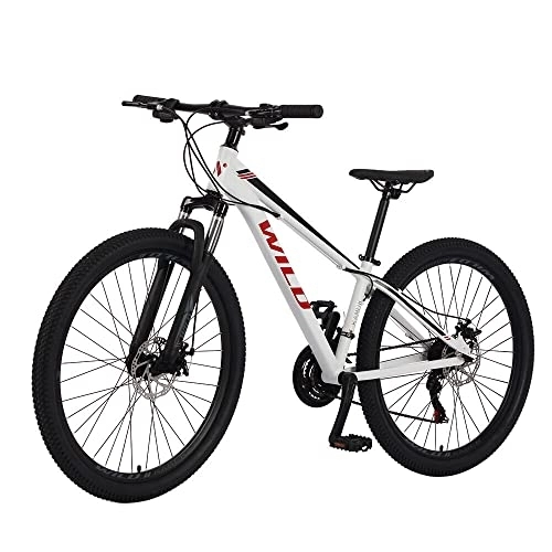 Mountain Bike : 27.5 Inch Wheel Mountain Bike, 21 Speed Mens Mountain Bike Aluminum Frame， Dual Disc Brake MTB Bike For Adults (White)