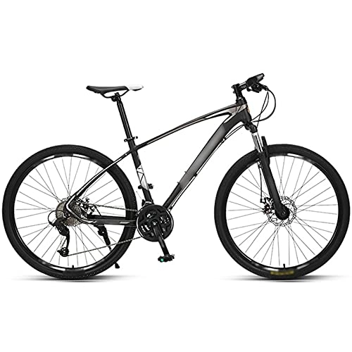 Mountain Bike : 27.5" Wheel Mountain Bike for Adults, Aluminum Alloy Front and Rear Disc Brakes, Front Suspension, 27 Speed Off-road Bike (Color : Gray, Size : 27.5 inches)