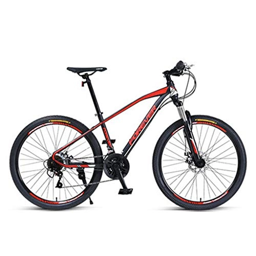 Mountain Bike : 27-Speed Folding Mountain Bike with Suspension And Transmission, 26Inch Variable Speed Highway City Student Bicycle Red