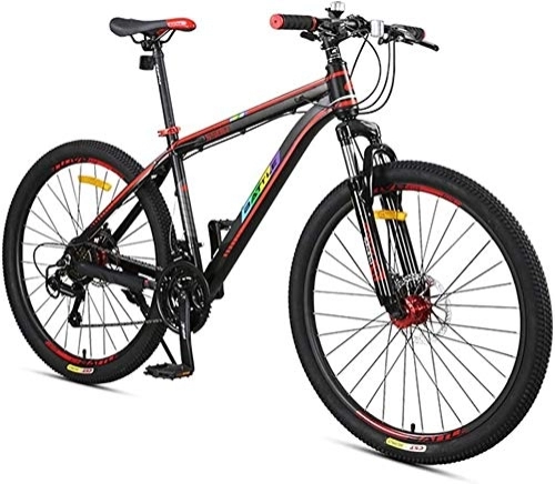 Mountain Bike : 27-Speed Mountain Bikes, Front Suspension Hardtail Mountain Bike, Adult Women Mens All Terrain Bicycle With Dual Disc Brake, Red (Color : Black, Size : 24 Inch)