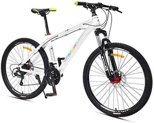Mountain Bike : 27-Speed Mountain Bikes, Front Suspension Hardtail Mountain Bike, Adult Women Mens All Terrain Bicycle With Dual Disc Brake, Red (Color : White, Size : 26Inch)