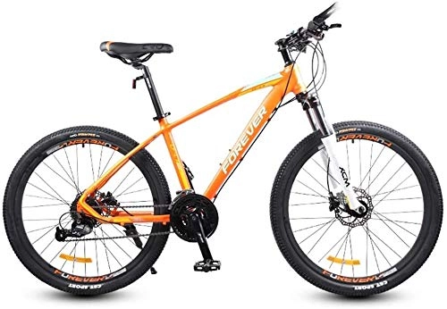 Mountain Bike : 27 Speed Road Bike, Men Women 26 Inch Racing Bicycle, Hydraulic Disc Brake, Lightweight Aluminium Road Bicycle (Color : Orange)