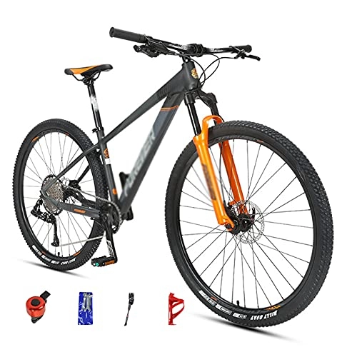 Mountain Bike : 29 Inch Mountain Bike, 12 Speed Bicycle Front Suspension Men or Women Lightweight MTB With Double Disc-Brake, Internal Routing, Multiple Colors orange-12speed