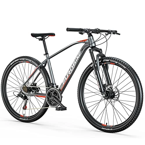 Mountain Bike : 29” Mountain Bike, 21 Speed Front Suspension, 29 inch Bicycle with Disc Brake for Men or Women, Adults Bikes… (Gray)