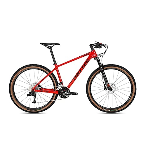 Mountain Bike : 30 Speed Mountain Bike, 27.5 / 29 Inch MTB Carbon Fiber Mountain Bicycle Lightweight Aluminum Alloy Handle, 2.25 Extra Wide Tires Red-29x15inch
