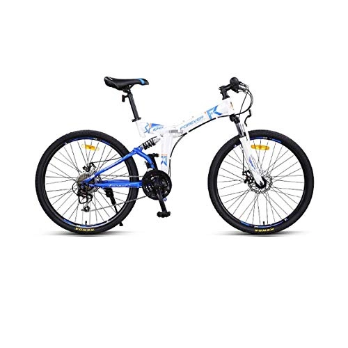 Mountain Bike : 8haowenju 26-inch 24-speed, Full Shock-absorbing Shock-absorbing Folding Bike, Urban Men's And Women's Bicycles, Student Mountain Bikes, Bicycles (Color : White)