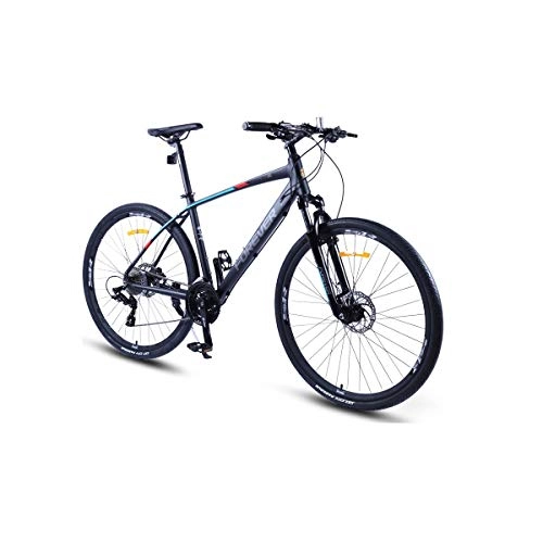 Mountain Bike : 8haowenju Bicycle, 26-inch 27-speed Aluminum Alloy Road Bike, Double Disc Brakes, Racing Car, Male And Female Students Bicycle (Color : Black blue, Edition : 27 speed)
