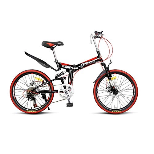 Mountain Bike : 8haowenju Bicycle, Folding Bike, 22-inch 7-speed Bicycle For Men And Women, Adult Student Bicycle, Lightweight Mini Bicycle Q5 (Color : Red, Edition : 7 speed)