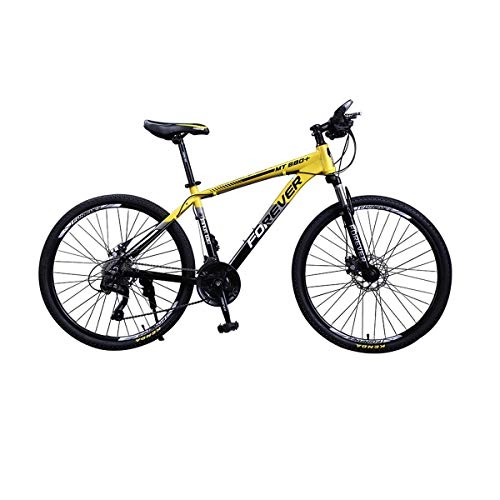 Mountain Bike : 8haowenju Bicycle, Mountain Bike, Adult Male Student Bicycle, 26 Inch 24 / 27 Speed, Shock Absorption Double Disc Brake, Off-road Bicycle (Color : Yellow, Edition : 24 speed)