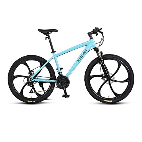 Mountain Bike : 8haowenju Mountain Bike Bicycle, Variable Speed Bicycle, Adult Male And Female Bicycle, Youth Student Shock Off-road Racing (26 Inches / 21 Speed) (Color : Light blue, Edition : 21 speed)