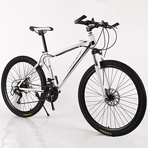 Mountain Bike : Aczzcc Mountain Bicycle 24 / 26" Shock Absorption Double Disc Brakes 21 Speed Lightweight Aluminum Alloy Off-Road Bike, Blue, 24Inches, Whiteblack, 24inches