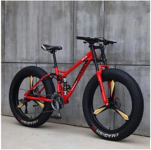 Mountain Bike : Adult Beach Bicycle, Mountain Bikes, Mtb Bikes, Dual-Suspension, Double Disc Brake, Fat Tire, Outroad Bike, All-Terrain, (Color : Red)