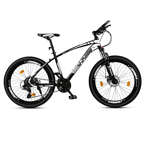 Mountain Bike : Adult Bicycle Cross Country Mountain Bike 21-30 Transmission System 24" Aluminum Alloy Wheel Carbon Steel Frame Front and Rear Disc Brake Blue@Spoke black gold_24 inch 30 speed