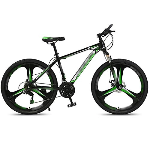 Mountain Bike : Adult Bicycle Cross Country Mountain Bike Men, Vibration-absorbing And Variable Speed MTB, 24 / 26 Inch Wheel, 24 / 27 Spd, Dual Mechanical Disc Brakes ( Color : Black green-27 spd , Size : 24inch-wheel )