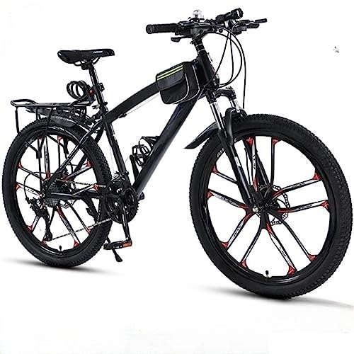 Mountain Bike : Adult Commuter Road Bike for Men Women 26-inch Off-road Variable Speed Mountain Bike Front and Rear Mechanical Disc Brakes All-Terrain Tires (Color : Black, Size : 30 speeds)