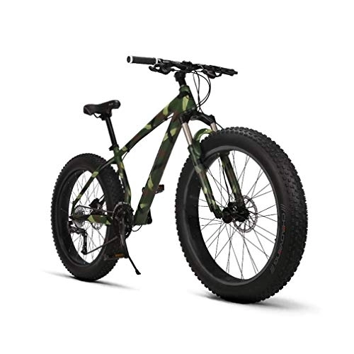 Mountain Bike : Adult Mens Fat tire Mountain Bike, Aluminum Alloy Frame Beach Snow Bikes, Double Disc Brake 27 Speed Bicycle, 26 Inch Wheels