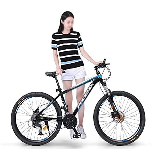 Mountain Bike : Adult Mountain Bike, 26 / 27.5-Inch Wheels, Mens / Womens 17-Inch Alloy Frame, 27 Speed, Dual Hydraulic Disc Brakes, Lockable Suspension Fork, Multiple Colours(Size:27.5 in, Color:Blue)
