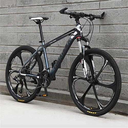 Mountain Bike : Adult Mountain Bike 26 Inch Double Disc Brake Off-road Speed Bicycle Men And Women (Color : Black ash, Size : 27 speed)