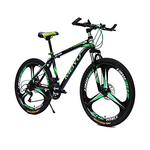 Mountain Bike : Adult Mountain Bike 26 Inch, Men Women Mountain Trail Bike, High Carbon Steel Gears Dual Disc Brakes, 21 / 24 / 27 / 30-Speed Full Suspension MTB ​​, 30 speed-Green