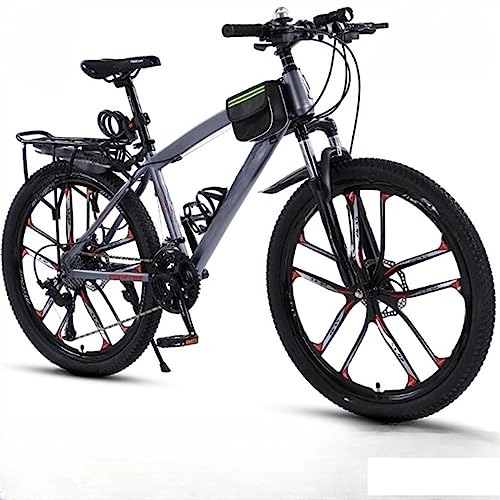 Mountain Bike : Adult Mountain Bike 26 Inch Road Bike Carbon Steel Frame Variable Speed Bike All-terrain Easy To Assemble Suitable for Men and Women (Color : Grey, Size : 30 speeds)
